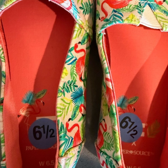 Toms x Paper Source Limited Edition Flamingo Print Alpargata Flats - Size 6.5 - Picture 5 of 6